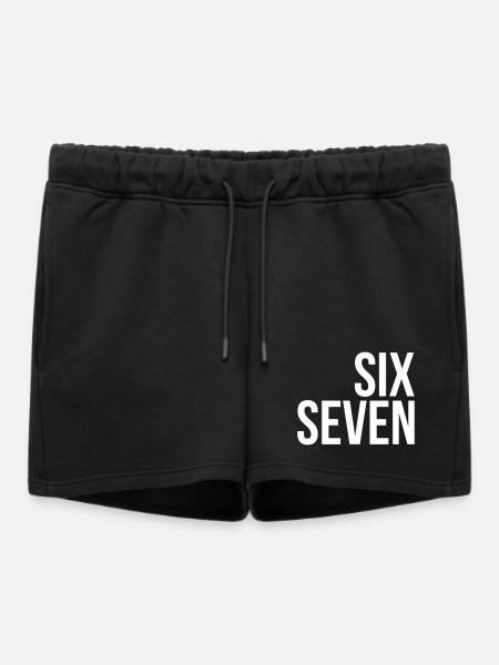 67 "six seven" text - Women’s Premium Organic Sweatshorts - black