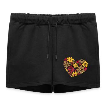 Grand coeur, flowerpower, coloré - Short de survêtement femme premium - noir - Devant - AI Model Female 172 light (172cm)