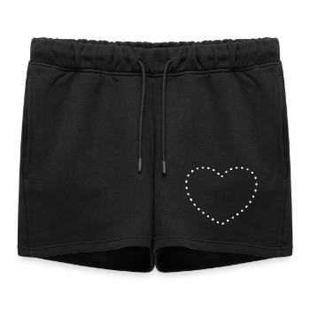 Coeur à pois blancs - Short de survêtement femme premium - noir - Devant - AI Model Female 172 light (172cm)