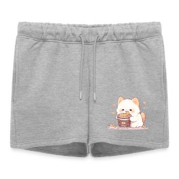 Spaghetti cats - Cat is having fun with past - Women’s Premium Organic Sweatshorts - heather grey - Front - AI Model Female 172 light (172cm)