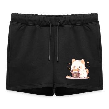 Chats spaghetti - Le chat s’amuse avec le passé - Short de survêtement femme premium - noir - Devant - AI Model Female 172 light (172cm)