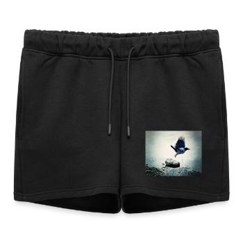 Le Vol du Corbeau - Short de survêtement femme premium - noir - Devant - AI Model Female 172 light (172cm)