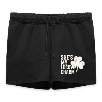 C’est mon porte-bonheur Trèfle Design - Short de survêtement femme premium - noir - Devant - AI Model Female 172 light (172cm)