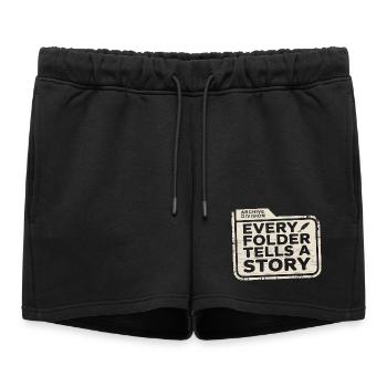 Chaque dossier raconte une histoire - Short de survêtement femme premium - noir - Devant - AI Model Female 172 light (172cm)