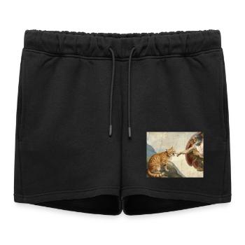 Cat Slaps God's Hand Funny Cats Meme - Women’s Premium Organic Sweatshorts - black - Front - AI Model Female 172 light (172cm)