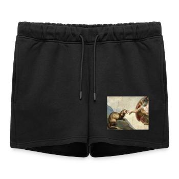 Le mème du furet bat le furet de la main de Dieu - Short de survêtement femme premium - noir - Devant - AI Model Female 172 light (172cm)