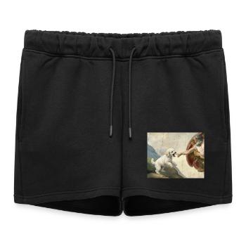 Mème Caniche Main, Chien Dieu - Short de survêtement femme premium - noir - Devant - AI Model Female 172 light (172cm)