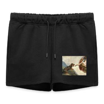 Mème de Chien Dieu Main Teckel - Short de survêtement femme premium - noir - Devant - AI Model Female 172 light (172cm)