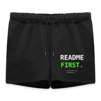 README Premier Programmeur Humor Don Nerd ! - Short de survêtement femme premium - noir - Devant - AI Model Female 172 light (172cm)