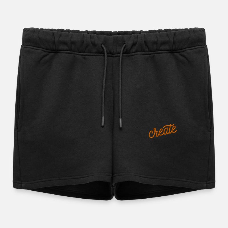 Create lettering embroidered - Women’s Premium Organic Sweatshorts - black