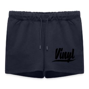 vinyle plat dj deejay musique fête autocollant patch - Short de survêtement femme premium - bleu marine - Devant - AI Model Female 172 light (172cm)