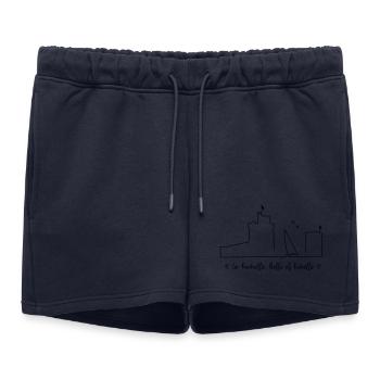 La Rochelle design blanc - by Nicolas Poitevin - Short de survêtement femme premium - bleu marine - Devant - AI Model Female 172 light (172cm)