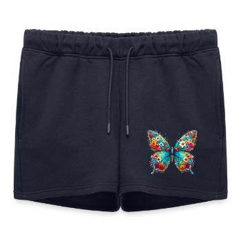 Papillon décoré de fleurs - Short de survêtement femme premium - bleu marine - Devant - AI Model Female 172 light (172cm)