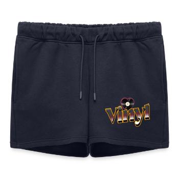 Vinyle Love - Short de survêtement femme premium - bleu marine - Devant - AI Model Female 172 light (172cm)