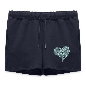 Coeur - Saint-Valentin - Cadeau - Rétro - Short de survêtement femme premium - bleu marine - Devant - AI Model Female 172 light (172cm)