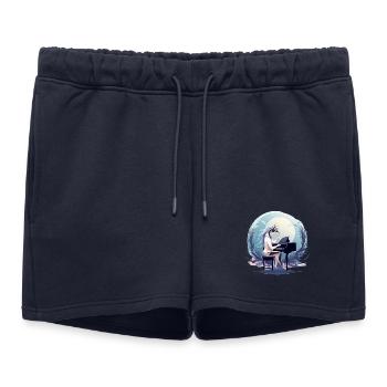 Licorne au clair de lune au piano - Short de survêtement femme premium - bleu marine - Devant - AI Model Female 172 light (172cm)