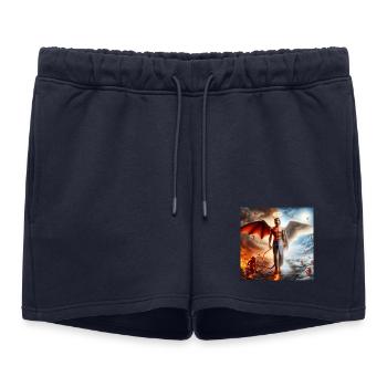 Dualité Céleste et Infernale - Short de survêtement femme premium - bleu marine - Devant - AI Model Female 172 light (172cm)