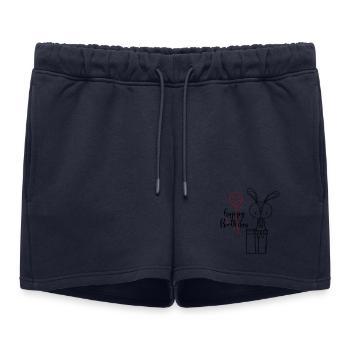 Bon anniversaire - Short de survêtement femme premium - bleu marine - Devant - AI Model Female 172 light (172cm)