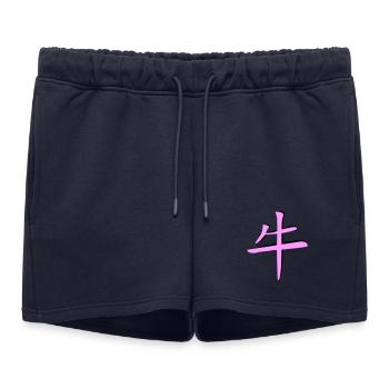 Büffel_3d - Kanji - Short de survêtement femme premium - bleu marine - Devant - AI Model Female 172 light (172cm)