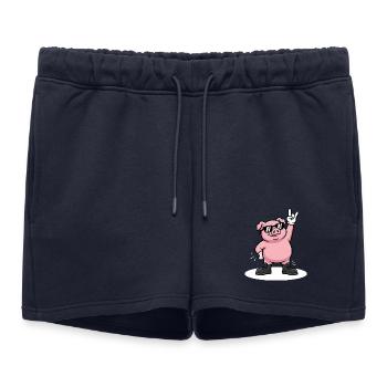 Cadeau drôle de Heavy Metal Rock Pig - Short de survêtement femme premium - bleu marine - Devant - AI Model Female 172 light (172cm)