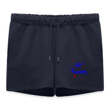 Sois heureux - Short de survêtement femme premium - bleu marine - Devant - AI Model Female 172 light (172cm)