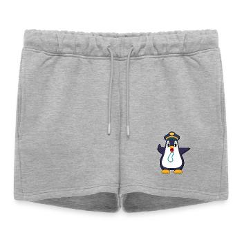 penguin policeman whistle police - Women’s Premium Organic Sweatshorts - heather grey - Front - AI Model Female 172 light (172cm)