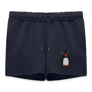 funky pinguin - Women’s Premium Organic Sweatshorts - navy - Front - AI Model Female 172 light (172cm)