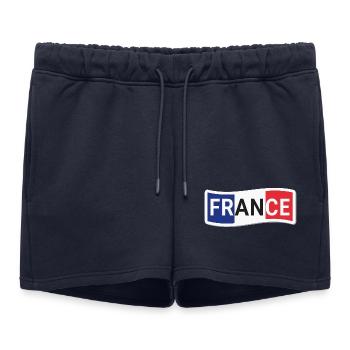 Sticker France Drapeau Ondulé - Short de survêtement femme premium - bleu marine - Devant - AI Model Female 172 light (172cm)