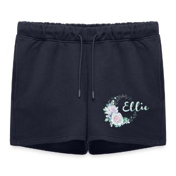 Nom de couronne de fleurs Ellie - Short de survêtement femme premium - bleu marine - Devant - AI Model Female 172 light (172cm)