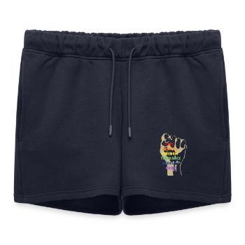 Force et respect - Short de survêtement femme premium - bleu marine - Devant - AI Model Female 172 light (172cm)