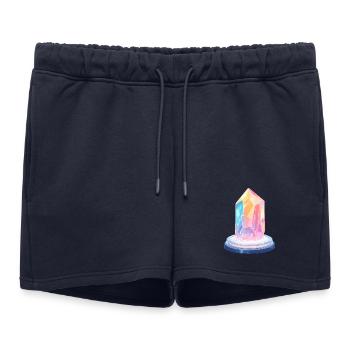 Cristal pastel sur piédestal - Short de survêtement femme premium - bleu marine - Devant - AI Model Female 172 light (172cm)
