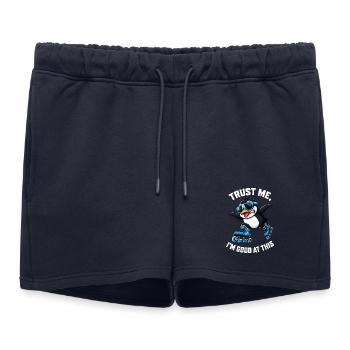 Cool Penguin Inline Skater Comic Saying - Women’s Premium Organic Sweatshorts - navy - Front - AI Model Female 172 light (172cm)