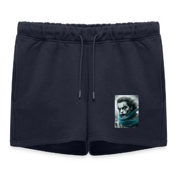 Anti-Héros - Short de survêtement femme premium - bleu marine - Devant - AI Model Female 172 light (172cm)