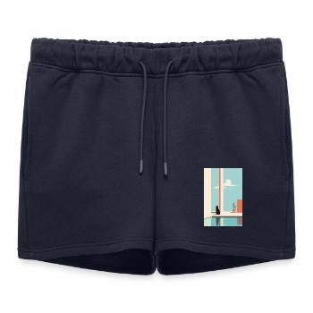 cat by the pool - Women’s Premium Organic Sweatshorts - navy - Front - AI Model Female 172 light (172cm)