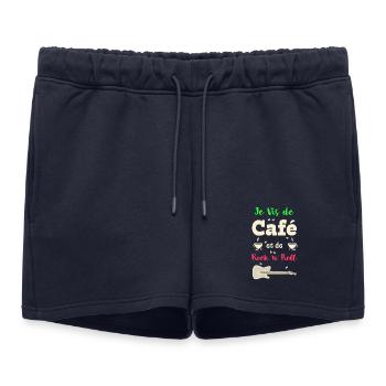 Café & Rock 'n' Roll - Short de survêtement femme premium - bleu marine - Devant - AI Model Female 172 light (172cm)