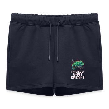 Powered 8-Bit Dreams – Pixel Chameleon - Women’s Premium Organic Sweatshorts - navy - Front - AI Model Female 172 light (172cm)