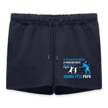 Bonne fete papa bleu ciel - Short de survêtement femme premium - bleu marine - Devant - AI Model Female 172 light (172cm)