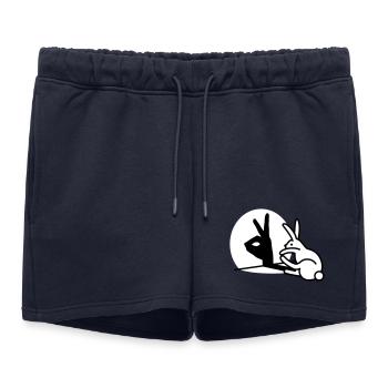 Drôle lapin main ombre projection lapin - Short de survêtement femme premium - bleu marine - Devant - AI Model Female 172 light (172cm)
