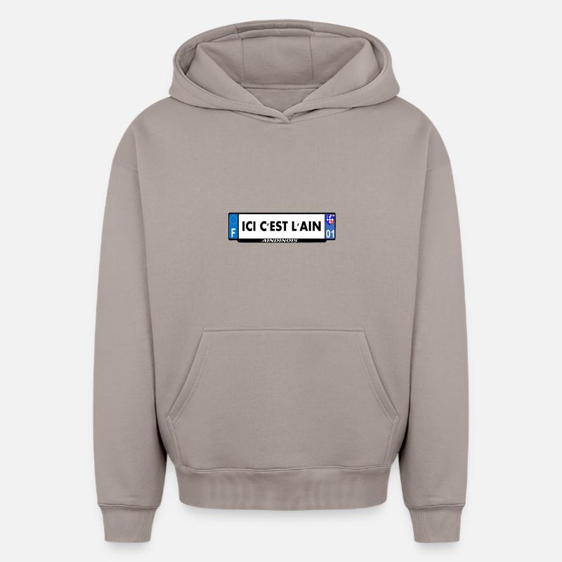 ici c'est l'ain - Sweat à capuche unisexe oversize épais SPREAD - taupe