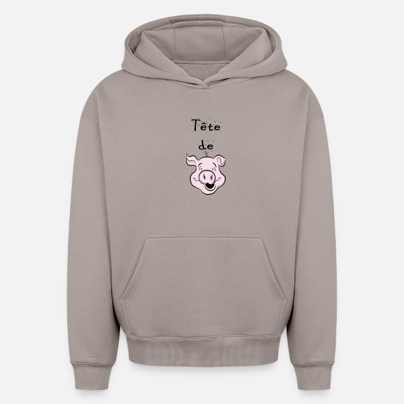 tête de cochon - Sweat à capuche unisexe oversize épais SPREAD - taupe