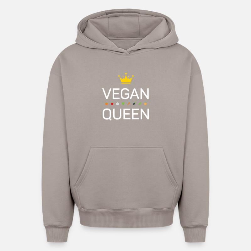 Végétalien - Sweat à capuche unisexe oversize épais SPREAD - taupe