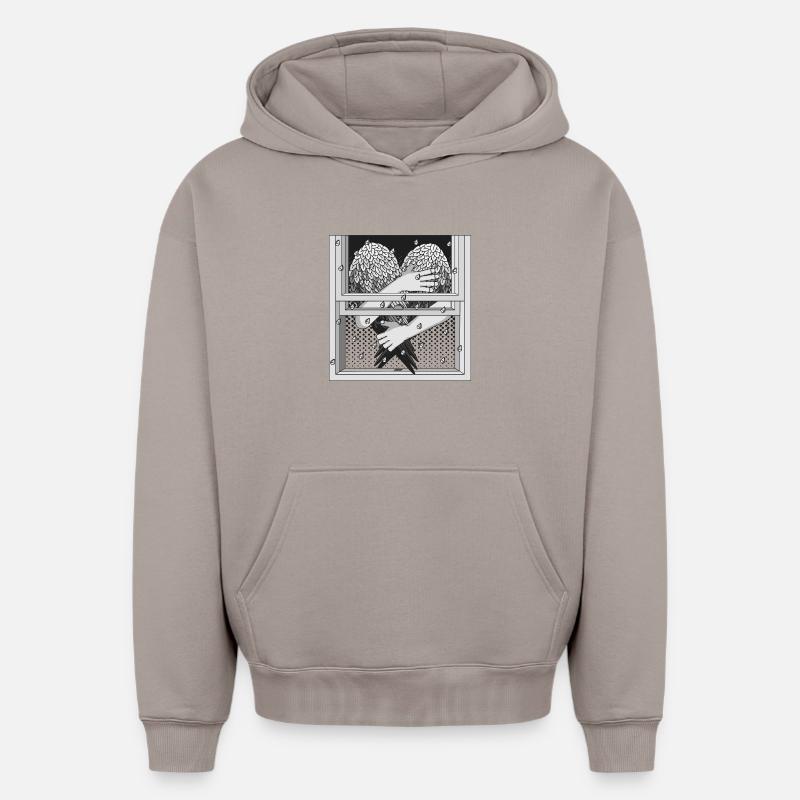 ENTRE - Sweat à capuche unisexe oversize épais SPREAD - taupe