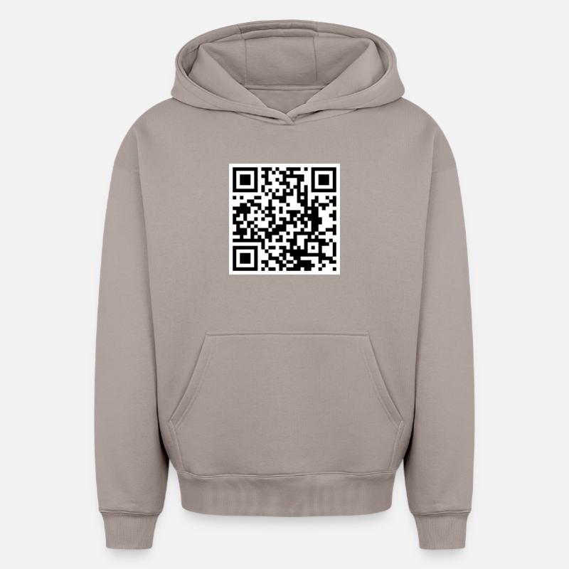 Qr code citation drôle humour  - Sweat à capuche unisexe oversize épais SPREAD - taupe