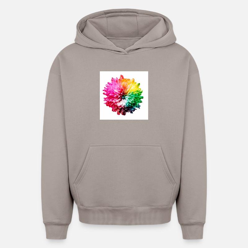 Regenbogen Blüte Explosion - Oversized Heavyweight Unisex Hoodie - Taupe