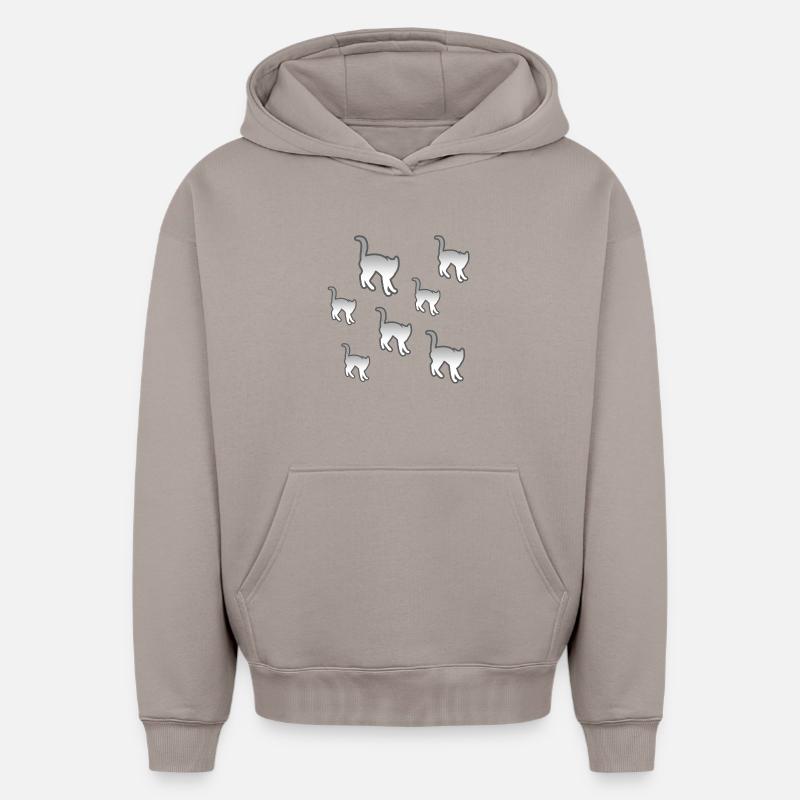 félin - Sweat à capuche unisexe oversize épais SPREAD - taupe