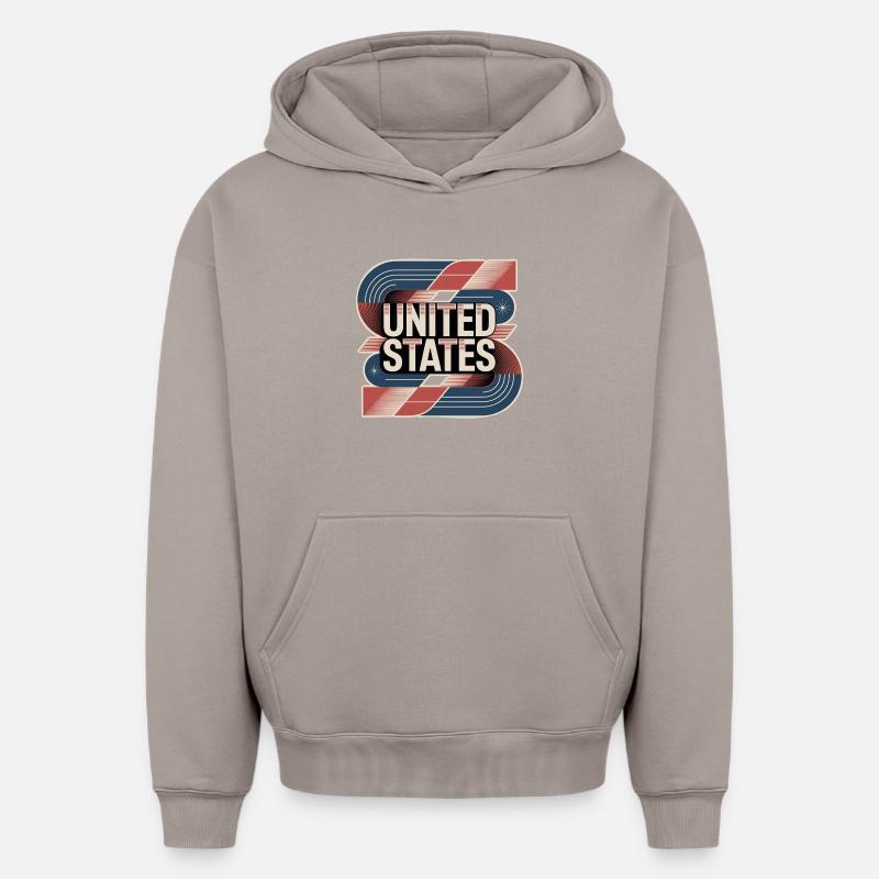 États-Unis - Sweat à capuche unisexe oversize épais SPREAD - taupe