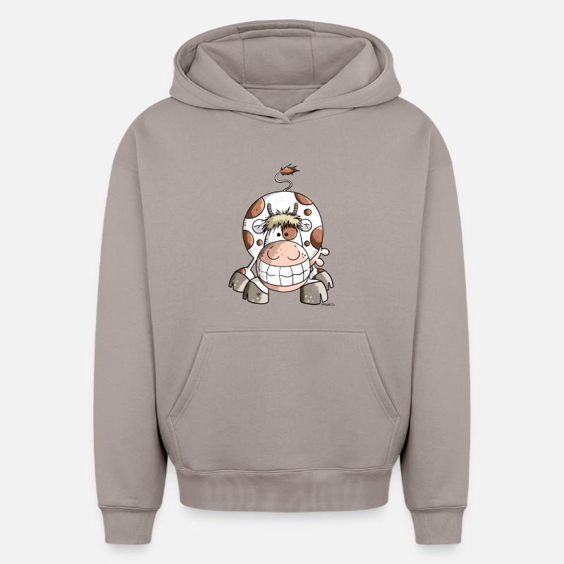 Drôle Vache - Sweat à capuche unisexe oversize épais SPREAD - taupe