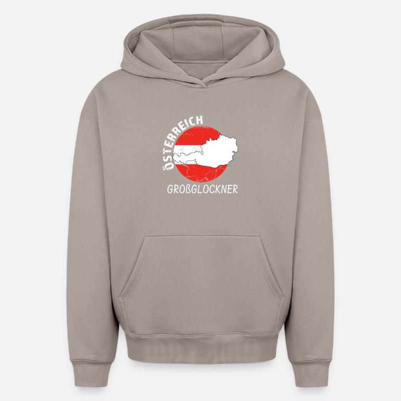 Großglockner - Sweat à capuche unisexe oversize épais SPREAD - taupe