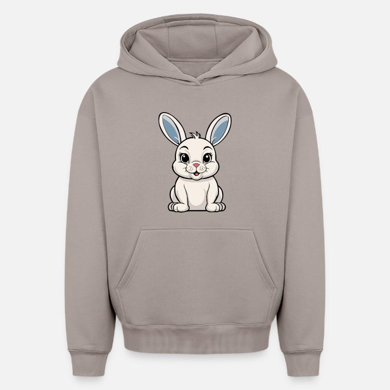Lapin blanc - Sweat à capuche unisexe oversize épais SPREAD - taupe