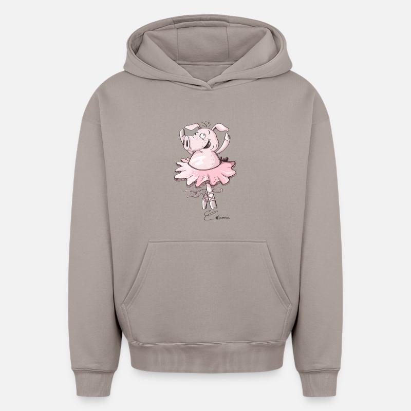 Ballet de cochon I Prima Ballerina - Sweat à capuche unisexe oversize épais SPREAD - taupe